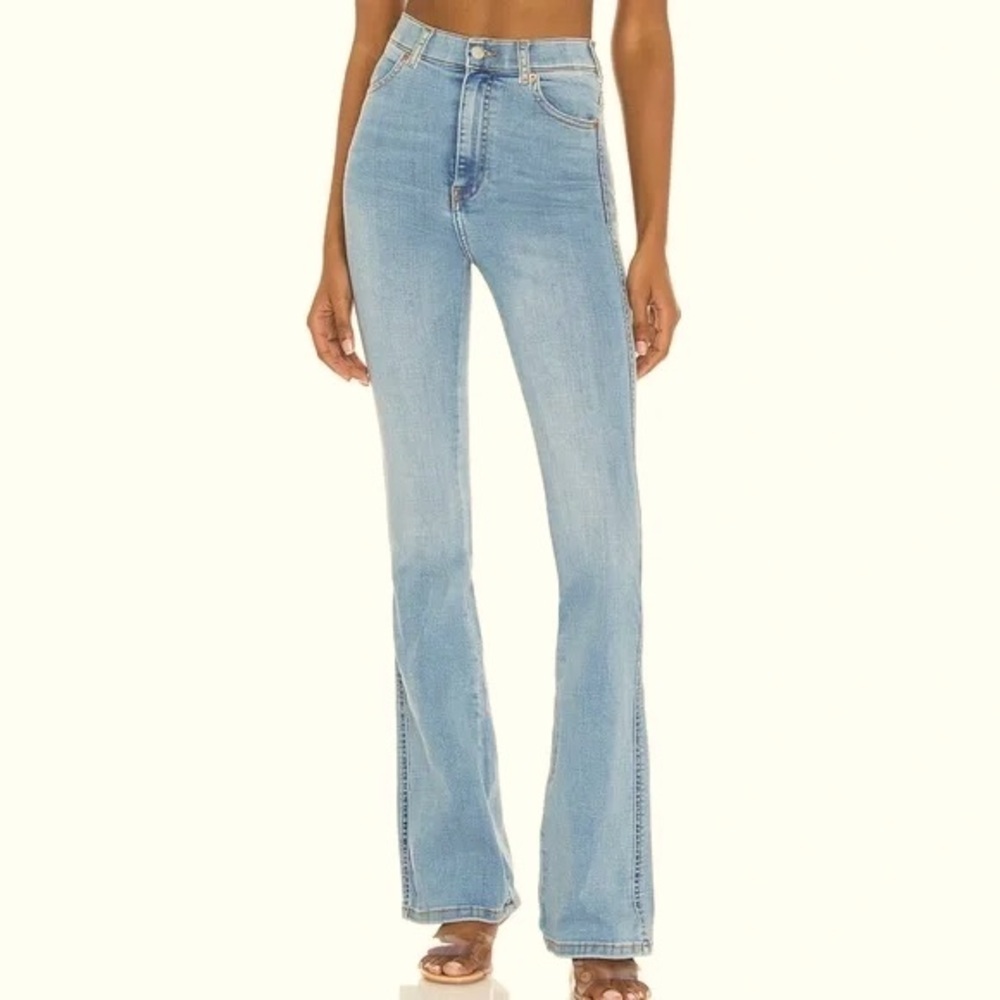 Revolve‎ DRDENIM Moxy Flare Jean Cape Light Vintage Worn US Small 32” Inseam NWT